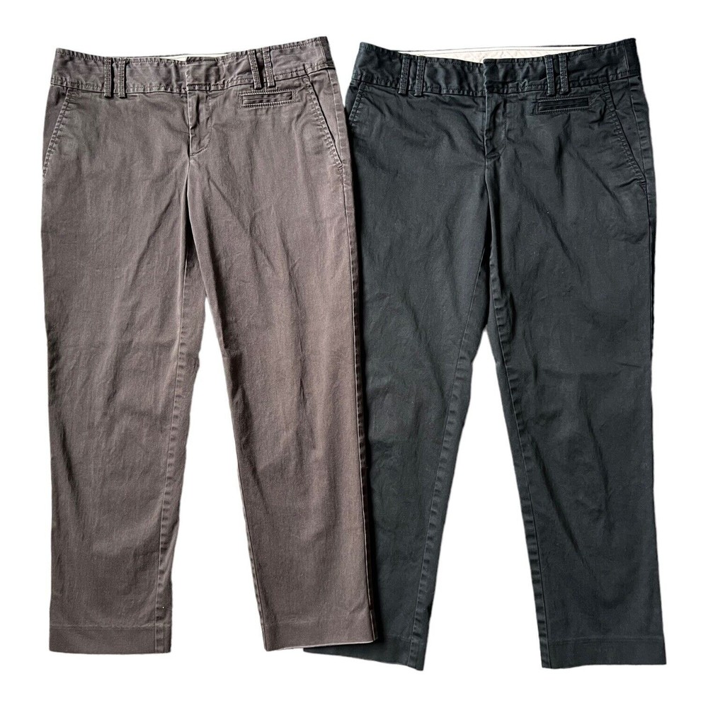 Lot of 2 Banana Republic Womens Stretch Cropped Chino Pants Size 4 Black & Brown